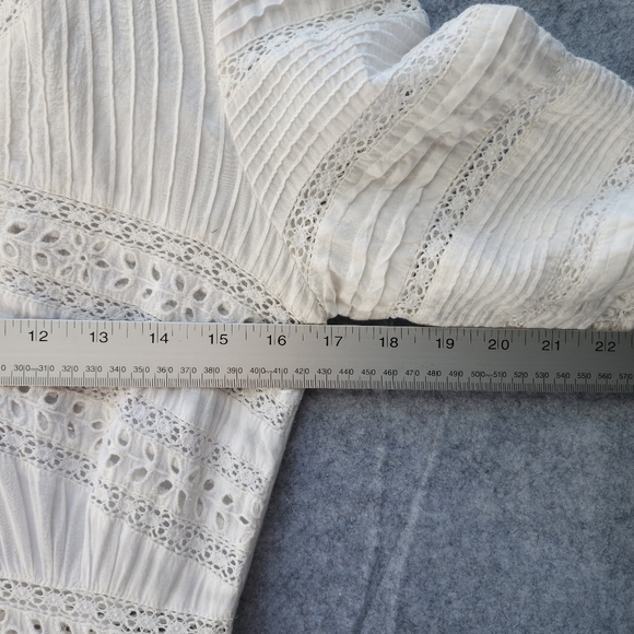 LoveShackFancy Rebecca Eyelet Lace Embroidered Tiered Button Front Midi Dress - Picture 10 of 13